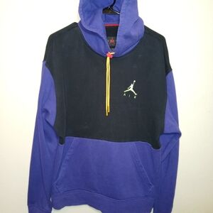 Vintage Nike Air Jordan Hoodie Mens Black Purple Colorblock Jumpman Y2K-meduim